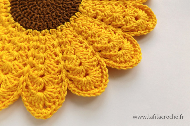 Gros plan sur les mailles du dessous de plat fleur