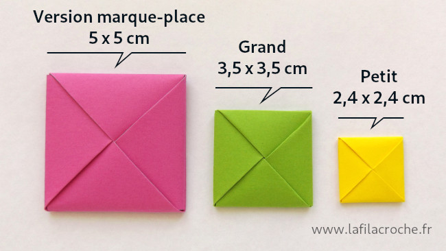 Dimensions des ddakji en origami