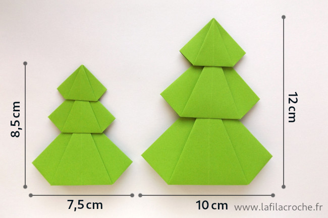 Dimensions des sapins origami