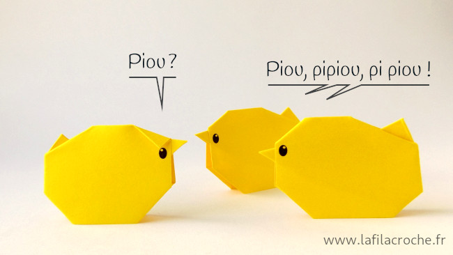 Trois petits poussins en papier